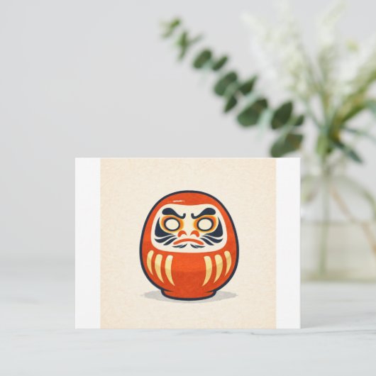 Minimal Daruma – Japanese Folk Art Postcard ポストカード (スタンド正面)