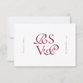 Minimal Deep Burgundy Script Qr Code Wedding 出欠カード (正面)