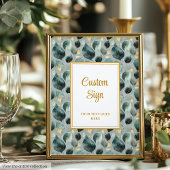 Minimal Deep Green Gold Eucalyptus Wedding Custom  ポスター