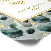 Minimal Deep Green Gold Eucalyptus Wedding Custom  ポスター (角)