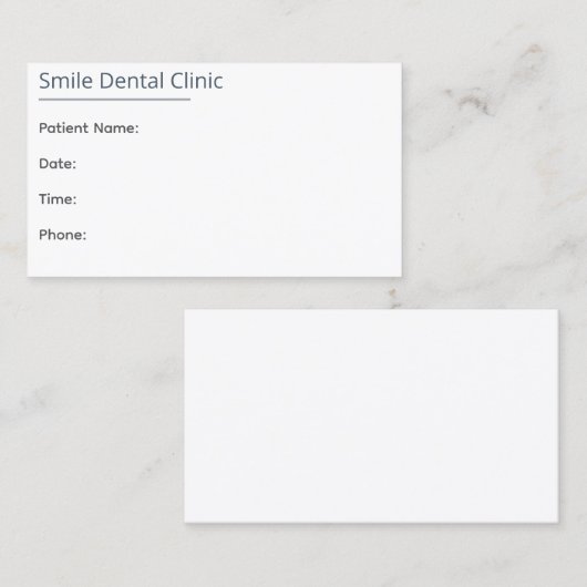 Minimal Dental Appointment Card One Line 予約カード (正面/裏面)