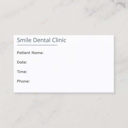 Minimal Dental Appointment Card One Line 予約カード (正面)