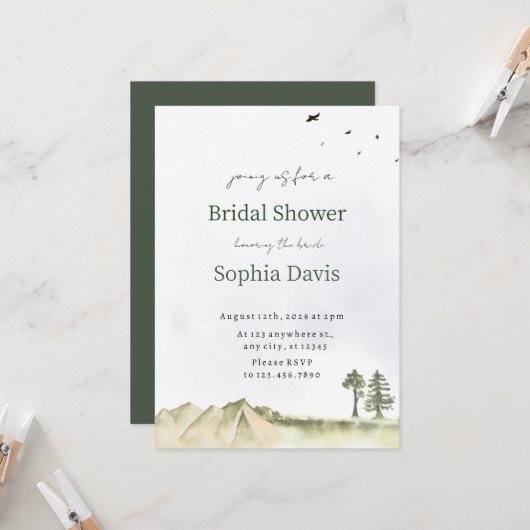 Minimal Desert Bridal Shower Invite Editable 招待状 (正面/裏面インサイチュ)