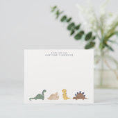 Minimal Dinosaur Kids Note Card Set Personalized 招待状 (スタンド正面)