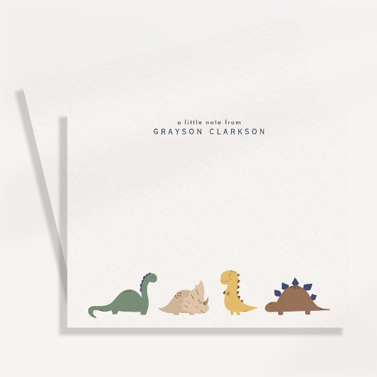 Minimal Dinosaur Kids Note Card Set Personalized 招待状