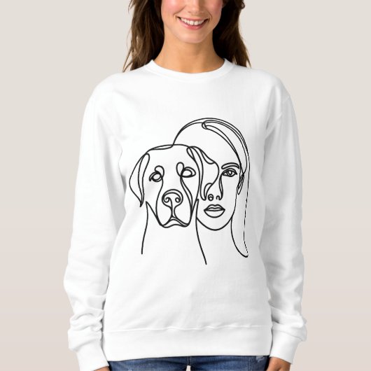 Minimal Dog Mom Line Art Portrait スウェットシャツ (正面)