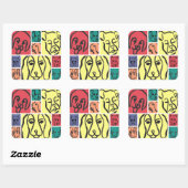 Minimal Dogs Line Art Collage スクエアシール (シート)