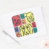 Minimal Dogs Line Art Collage スクエアシール (封筒)