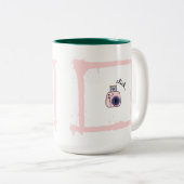 Minimal Doodle Camera Click Art Design ツートーンマグカップ (正面右)