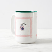 Minimal Doodle Camera Click Art Design ツートーンマグカップ (正面左)