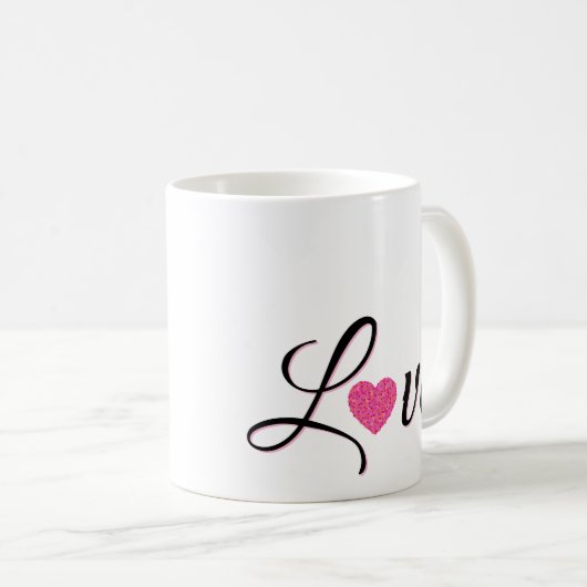 Minimal Dotted Heart Design コーヒーマグカップ (正面右)