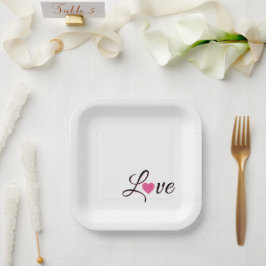 Minimal Dotted Heart Design ペーパープレート