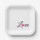 Minimal Dotted Heart Design ペーパープレート (正面)