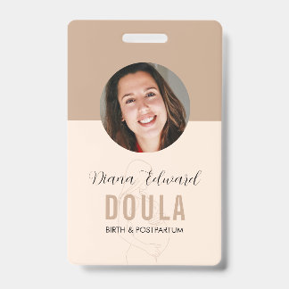 Minimal Doula Identity Photo Design in Soft Beige バッジ