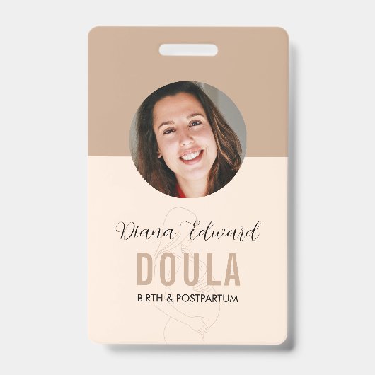Minimal Doula Identity Photo Design in Soft Beige バッジ (正面)