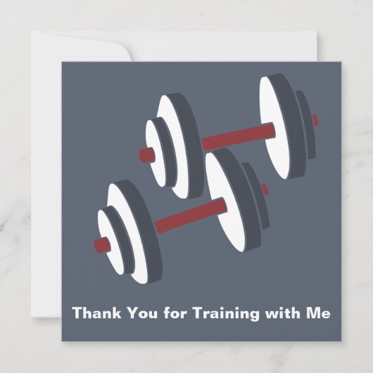 Minimal Dumbbell Grey White Thank You Card サンキューカード (正面)