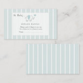 Minimal Dusty Blue Elephant Sketch Diaper Raffle エンクロージャーカード (正面/裏面)