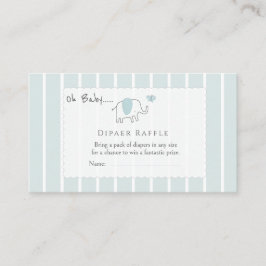 Minimal Dusty Blue Elephant Sketch Diaper Raffle エンクロージャーカード