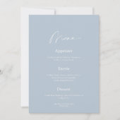 Minimal Dusty Blue Wedding Menu & Thank You Card 招待状 (正面)