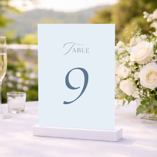 Minimal Dusty Blue Wedding Table Numbers 1–19 サンキューカード