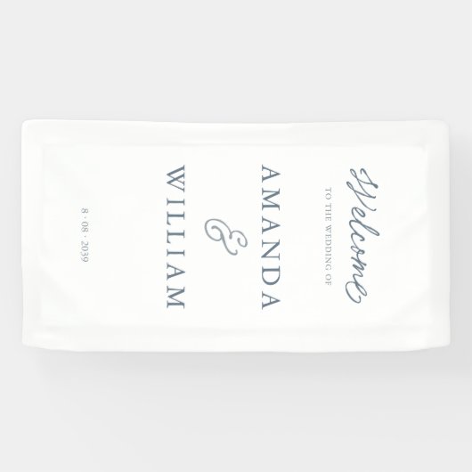 Minimal Dusty Blue Wedding Welcome Sign 横断幕 (横)