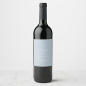 Minimal Dusty Blue Wedding Wine Label  ワインラベル (正面)