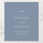 Minimal Dusty Blue Wedding Wine Label  ワインラベル (シングルラベル)