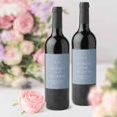 Minimal Dusty Blue Wedding Wine Label  ワインラベル