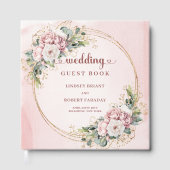 Minimal Dusty Pink Floral Greenery Wedding Guest   ゲストブック (正面)