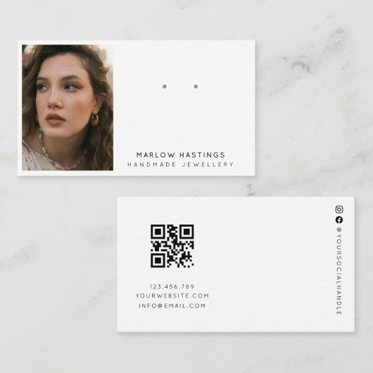 Minimal Earring Jewellery Display Photo Qr Code  名刺 (正面/裏面)