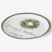 Minimal Earthy Christmas Personalized Family Plate ペーパープレート (アングル)