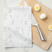 Minimal Easter Bunny Pastel Spring Pattern (2) キッチンタオル (四つ折り)