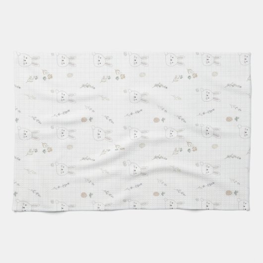 Minimal Easter Bunny Pastel Spring Pattern (2) キッチンタオル (横)