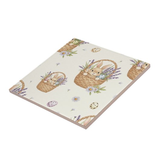 Minimal Easter Bunny Pastel Spring Pattern (4) タイル (側面)