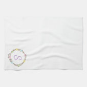 Minimal Easter Wreath Monogram And Easter Eggs キッチンタオル (横)