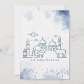 Minimal Eid al Adha Mosque and Animals Line Art  シーズンカード (正面)
