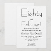 Minimal Eighty and Fabulous 80th Birthday Party 招待状 (正面/裏面)