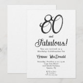 Minimal Eighty and Fabulous 80th Birthday Party 招待状 (正面/裏面)