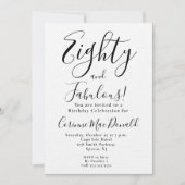 Minimal Eighty and Fabulous 80th Birthday Party 招待状 (正面)