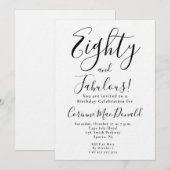 Minimal Eighty and Fabulous 80th Birthday Party 招待状 (正面/裏面)