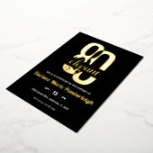 Minimal Eighty & Elegant 80th Birthday Black Gold 箔招待状 (回転した状態)