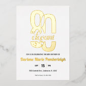 Minimal Eighty & Elegant 80th Birthday Gold 箔招待状 (正面)