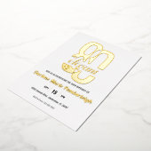 Minimal Eighty & Elegant 80th Birthday Gold 箔招待状 (回転した状態)