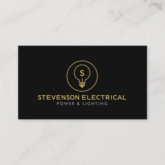 Minimal Electrician Company Logo Black 名刺 (正面)