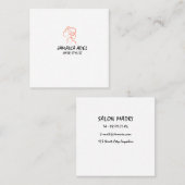 Minimal Elegant Black White Bobby Hair Stylish スクエア名刺 (正面/裏面)