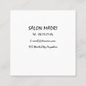 Minimal Elegant Black White Bobby Hair Stylish スクエア名刺 (裏面)