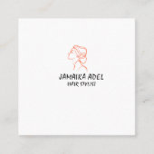 Minimal Elegant Black White Bobby Hair Stylish スクエア名刺 (正面)