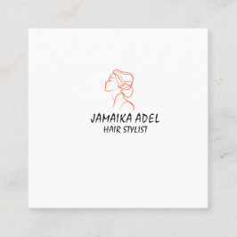 Minimal Elegant Black White Bobby Hair Stylish スクエア名刺