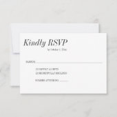 Minimal Elegant Black White Classic Wedding QR 出欠カード (正面)