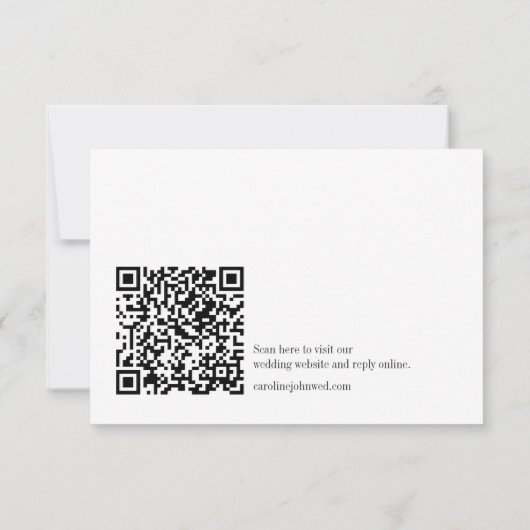 Minimal Elegant Black White Classic Wedding QR 出欠カード (裏面)